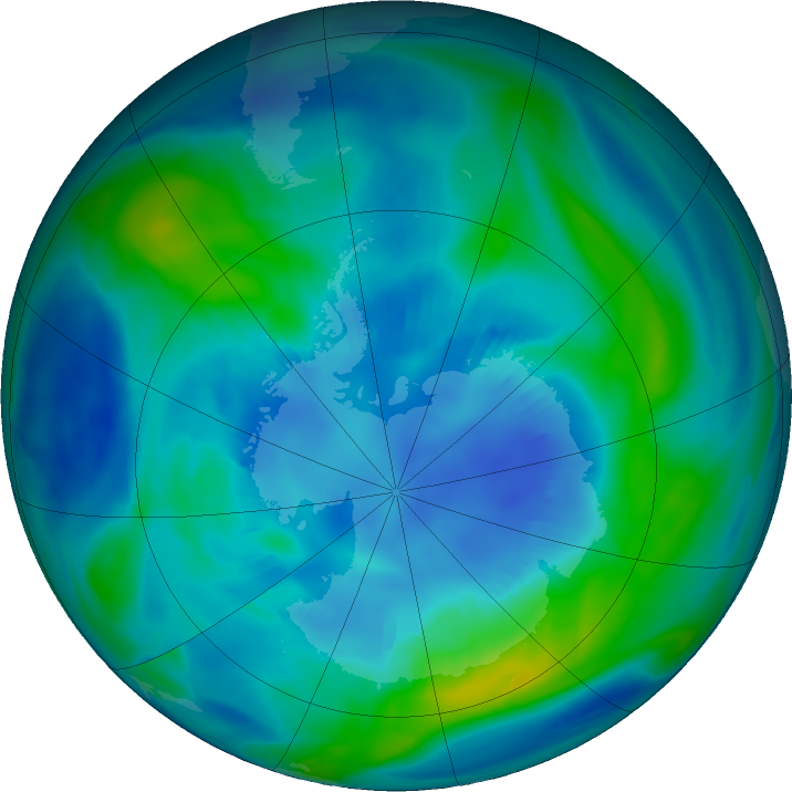 Antarctic ozone map for 14 April 2018